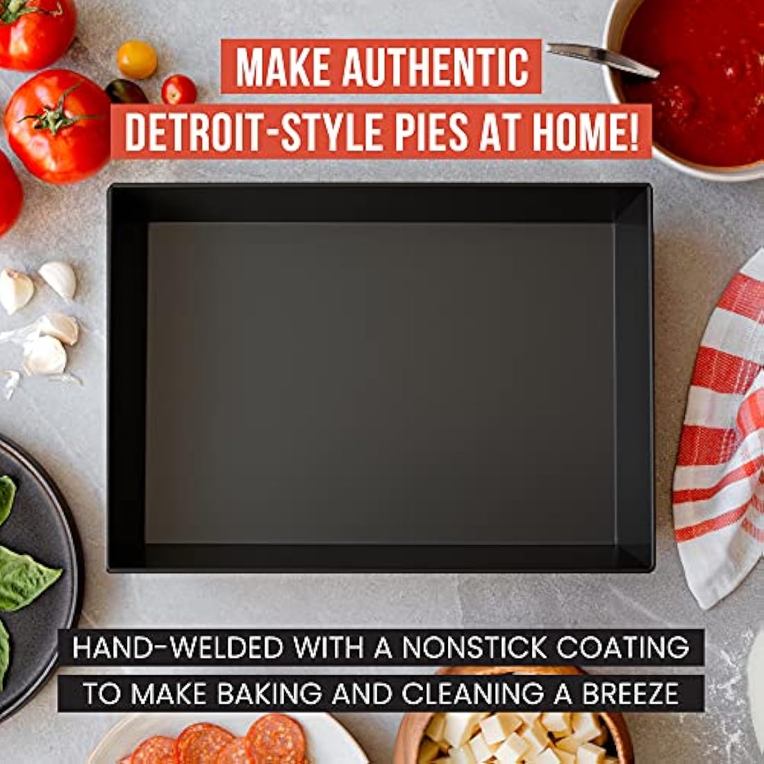 Chef Pomodoro Detroit Style Pizza Pan - 14x10 Hard Anodized Aluminum