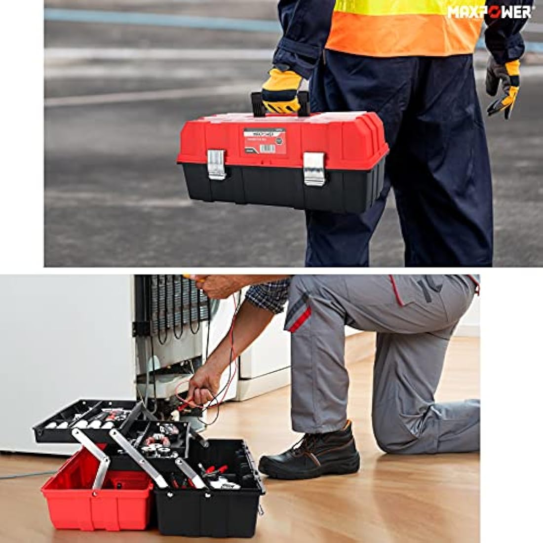 MAXPOWER 17-Inch Cantilever Tool Box – 3-Layer Plastic Storage Organiser