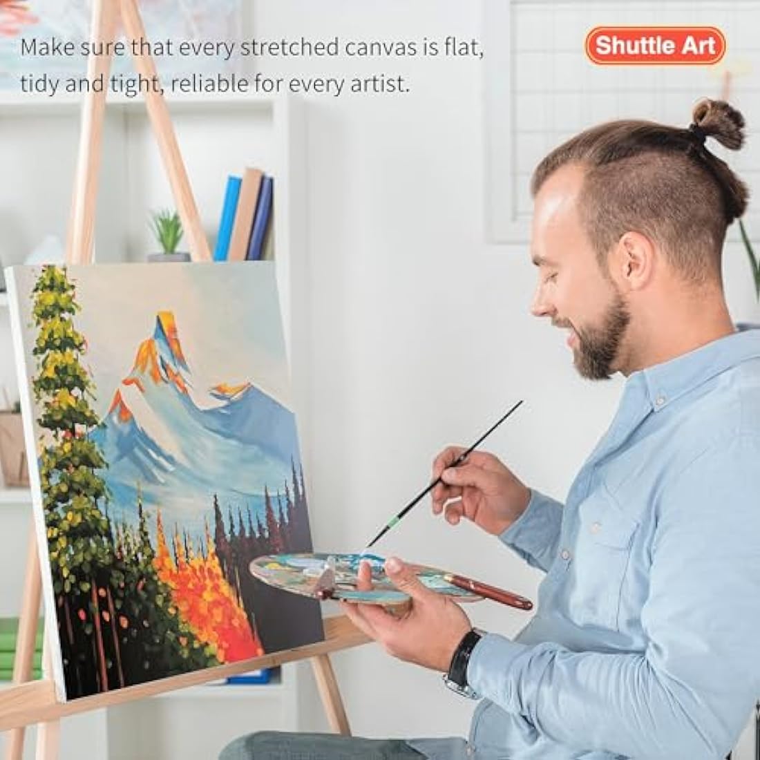 Shuttle Art Stretched Canvas Pack - 15 Multi-Size Primed Cotton Canvases