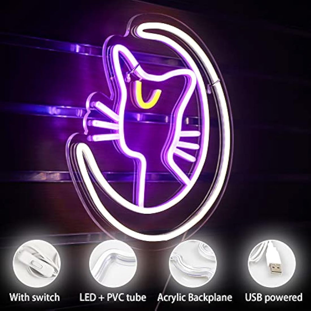 Sailor Moon Cat Neon Sign – LED Anime Wall Decor for Bedroom