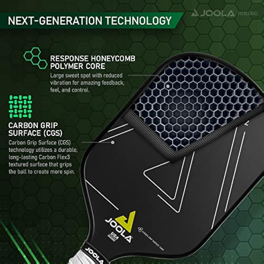 JOOLA Vision Pickleball Paddle | Carbon Grip Surface | 14mm Honeycomb Core