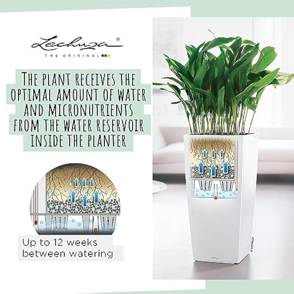 LECHUZA CUBICO Premium 40 Self-Watering Planter - Black High Gloss