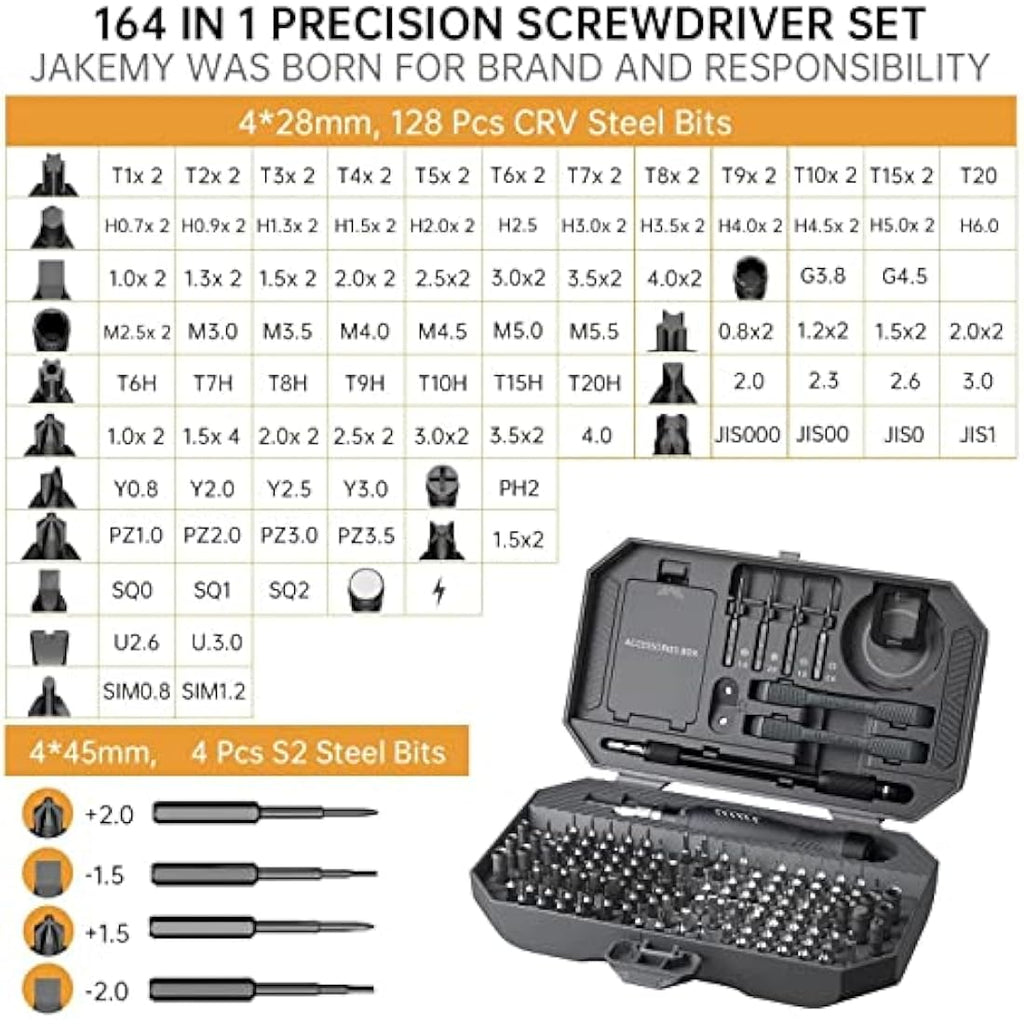 JAKEMY 164-in-1 Precision Screwdriver Set | Professional PC Repair Kit