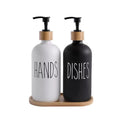 2-Pack Glass Soap Dispensers with Tray – 500ml Black & White