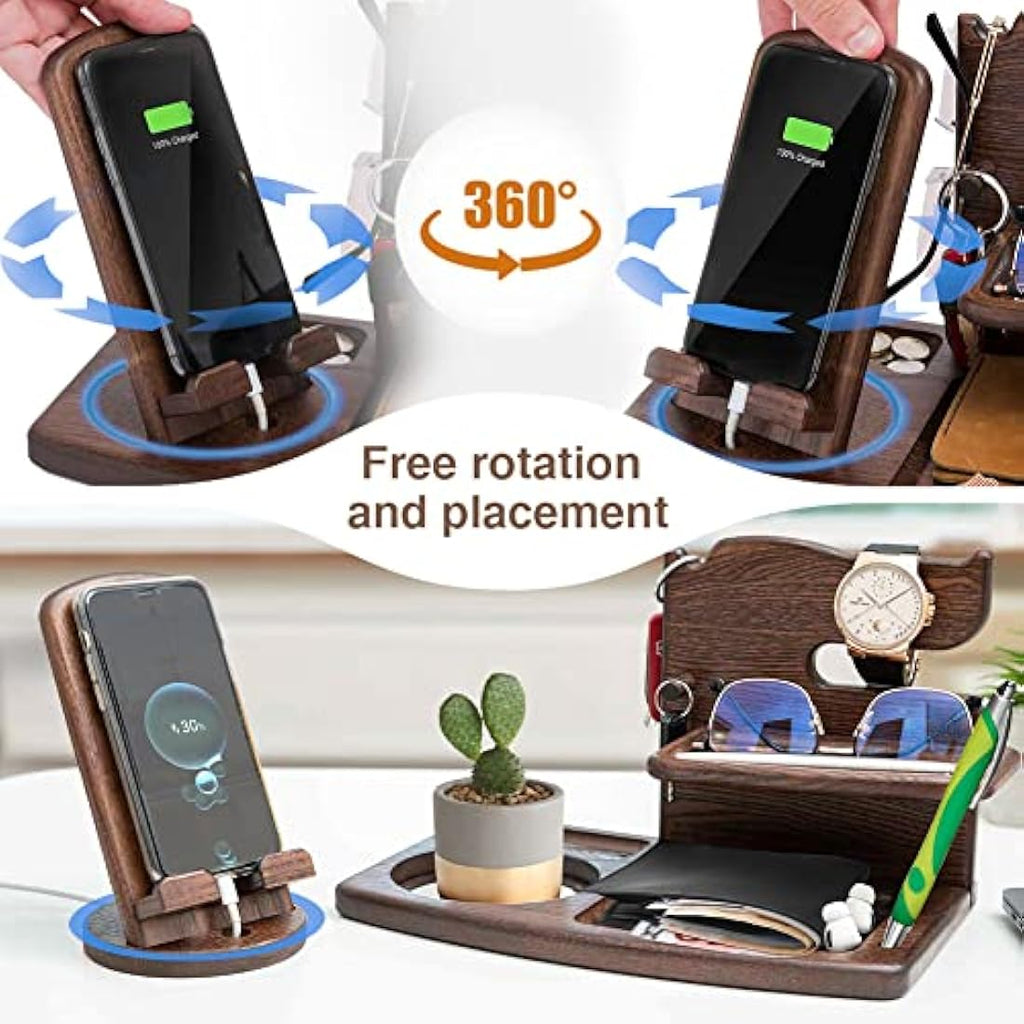 Jolof Store Wood Phone Docking Station – Bedside Nightstand Organiser