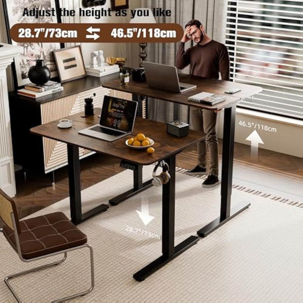 ERGOMAKER Electric Standing Desk - 90x60cm Height Adjustable - Rustic Brown
