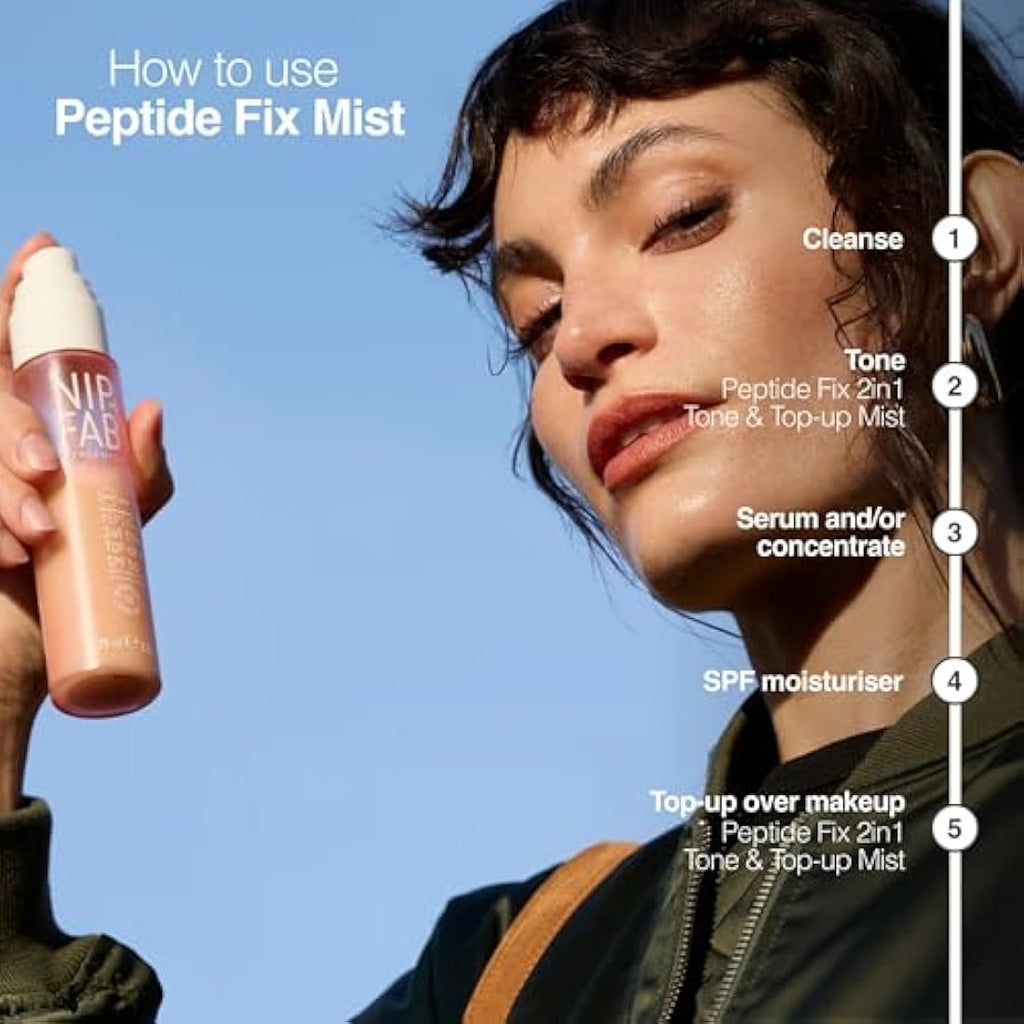 Nip+Fab Peptide Fix 2-in-1 SPF 50 Mist - Hydrating Skincare Spray 75ml