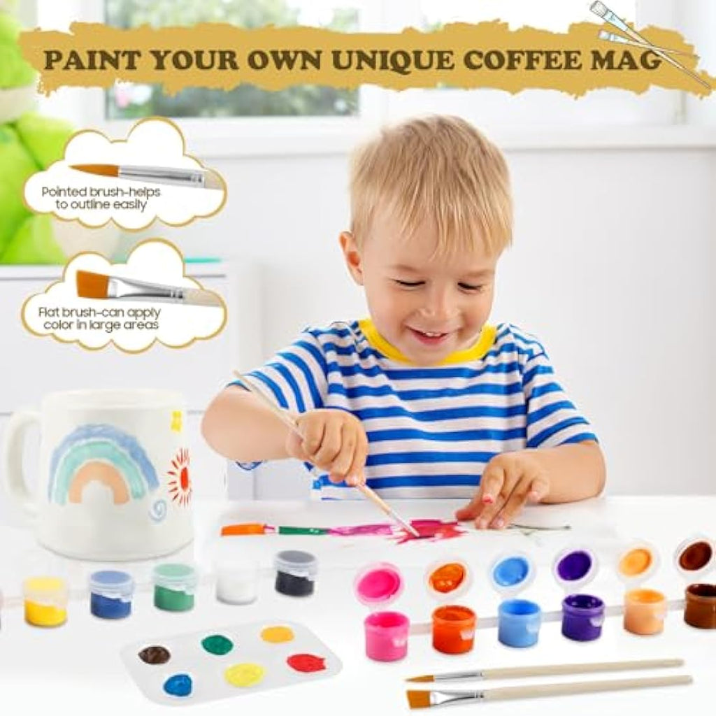DIY Paint Your Own Mug Set - 2 Pack Ceramic Pottery Kit