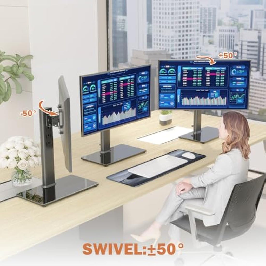 Single Monitor Stand – Height Adjustable Riser for 13-32" Screens