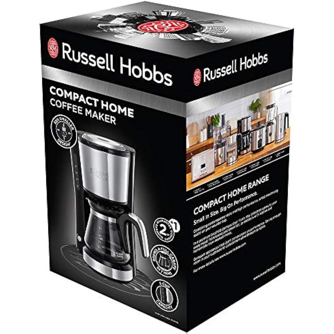Russell Hobbs Compact Kaffeemaschine – 0,6l Glaskanne & Permanentfilter