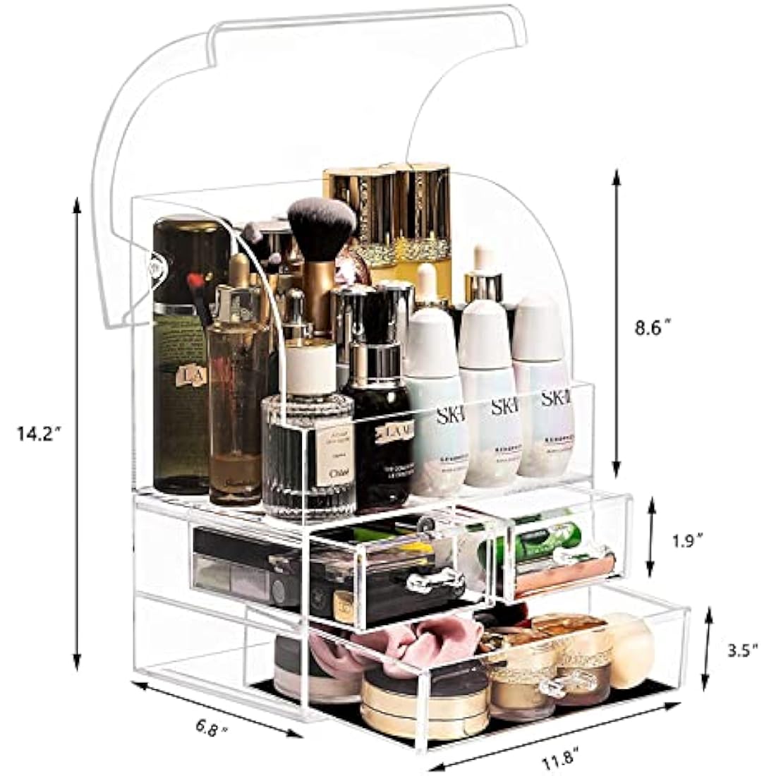 Suyoo X-Large Acrylic Makeup Organiser | Clear Cosmetic Storage Case