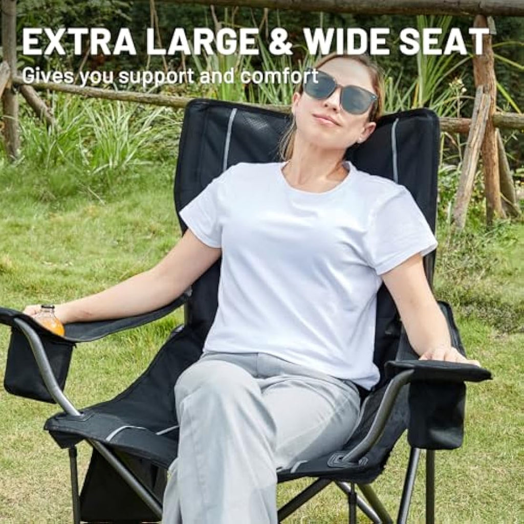 TIMBER RIDGE Heavy Duty Camping Chairs – 200kg Oversized Padded 2-Pack