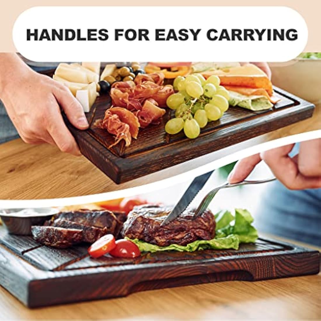 Extra Large Oak Steak Serving Board – 16 x 12 Carving Platter