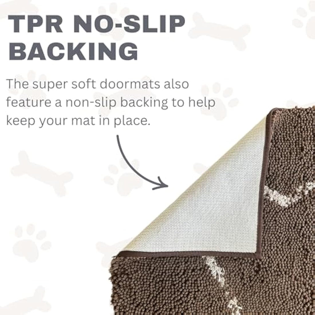 Microfiber Dog Doormat – Large 26x36 Grey/White Bone