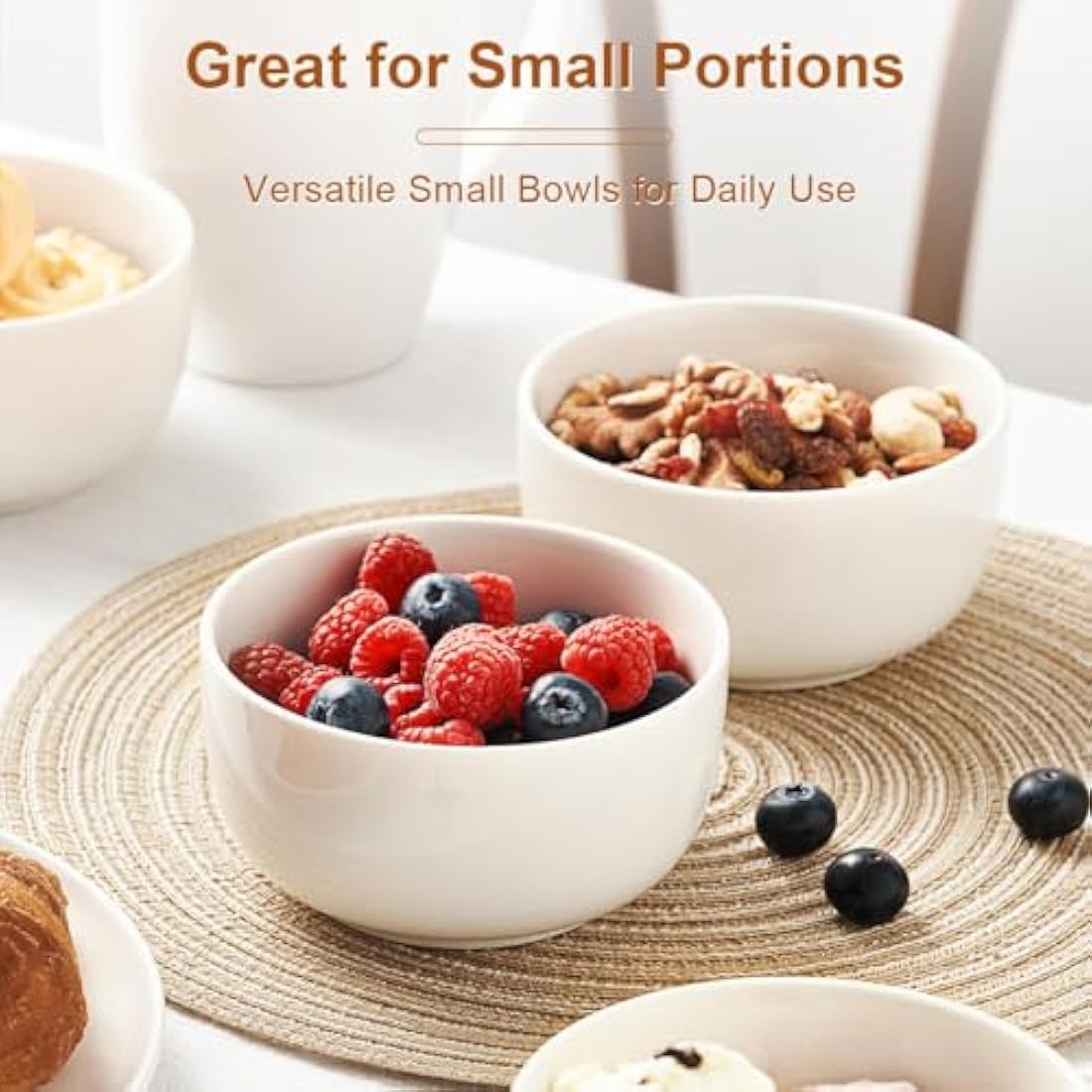 Jassceram 12oz Ceramic Cereal Bowls - Set of 8 Small Porcelain Soup Bowls