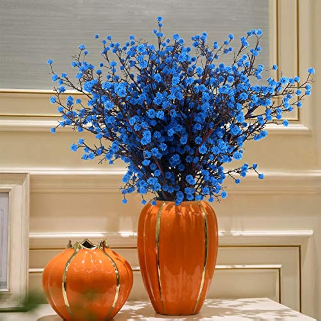 Blue Baby's Breath Artificial Flowers – 4 PCS Real Touch PU