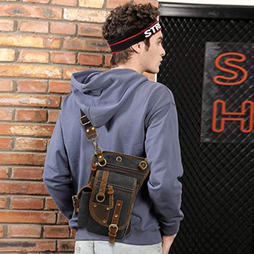 Canvas Drop Leg Bag – Tactical Waist Pack for Hiking & Travel
