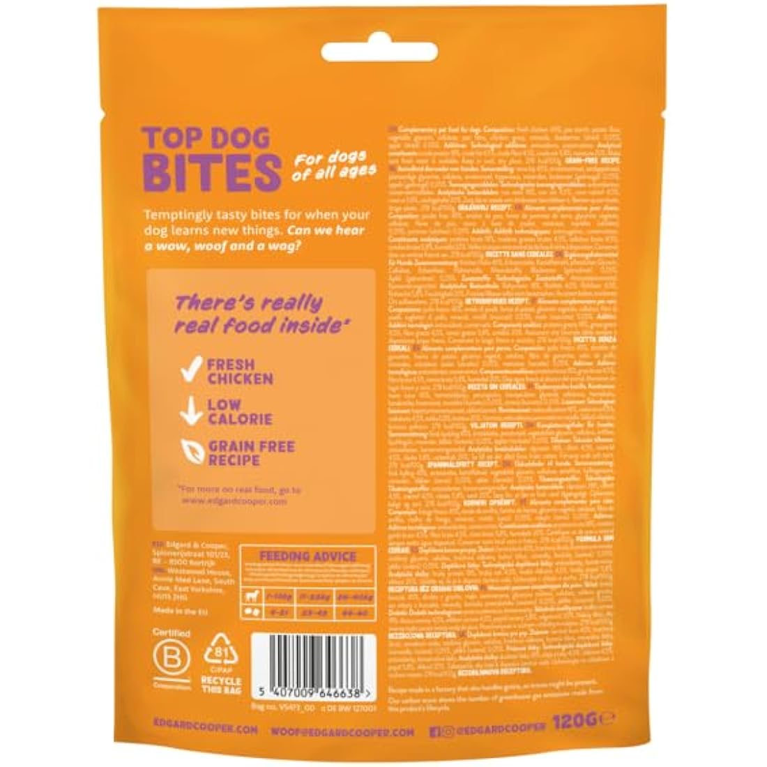 Edgard Cooper Grain Free Chicken Dog Treats | High Protein (10 x 120g)