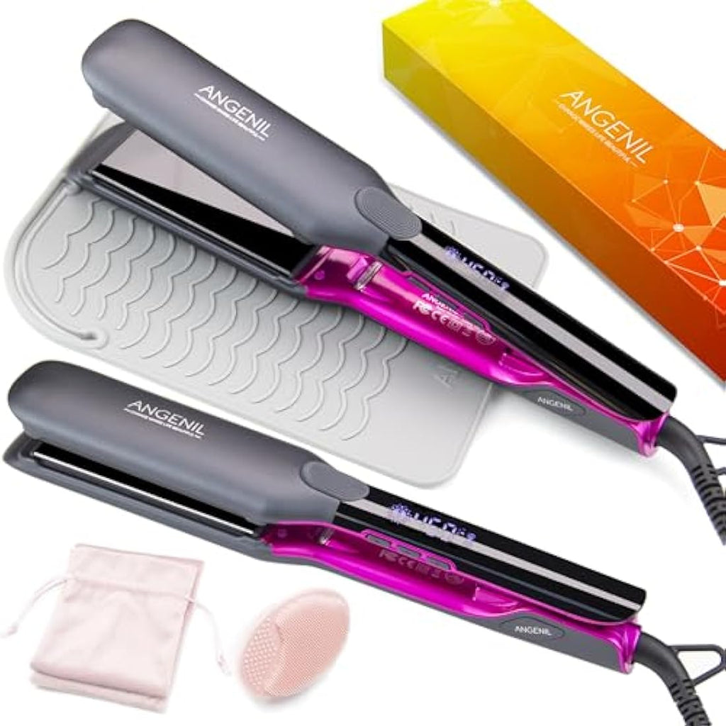 ANGENIL Pro Titanium Flat Iron – 4.5cm Wide Hair Straightener & Curler