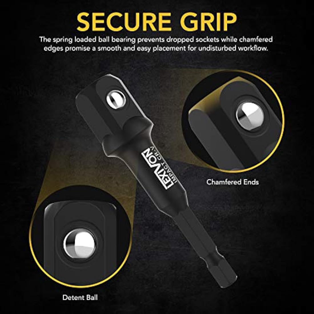 LEXIVON 7-Piece Impact Socket Adapter & Extension Set – Black Phosphate