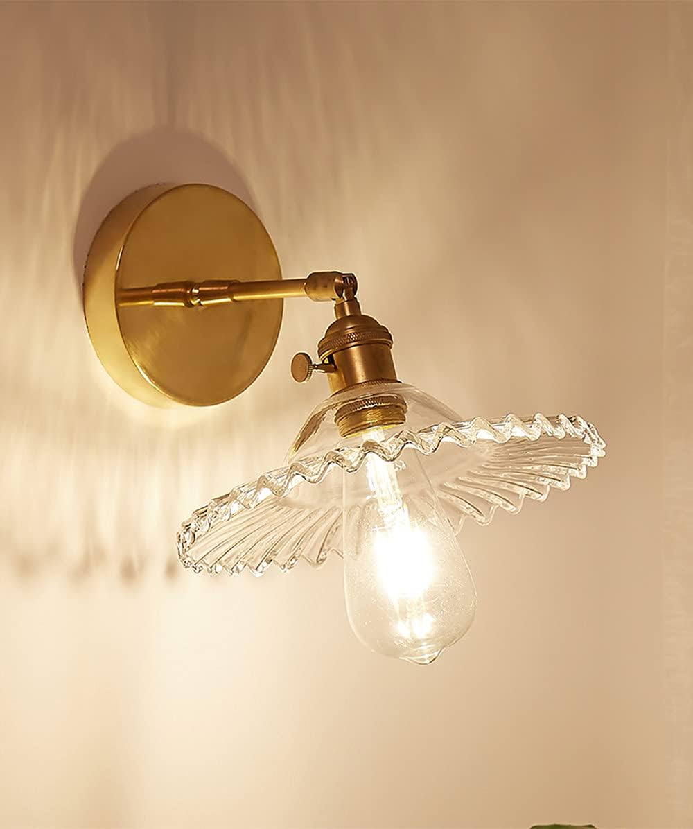 Industrial Glass Wall Sconce | Adjustable Brass E27 Lamp