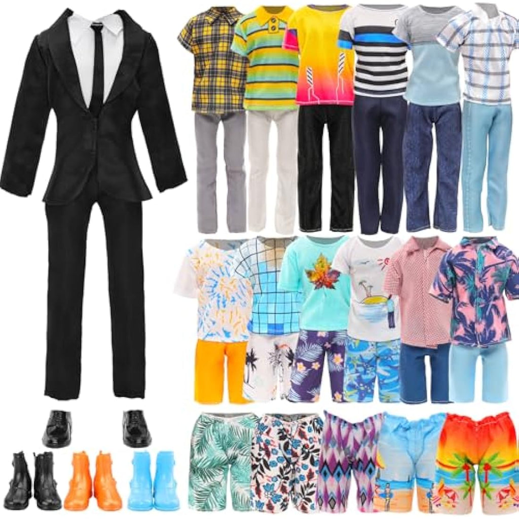 Miunana 11-Piece Boy Doll Clothes and Accessories for 12-Inch Dolls