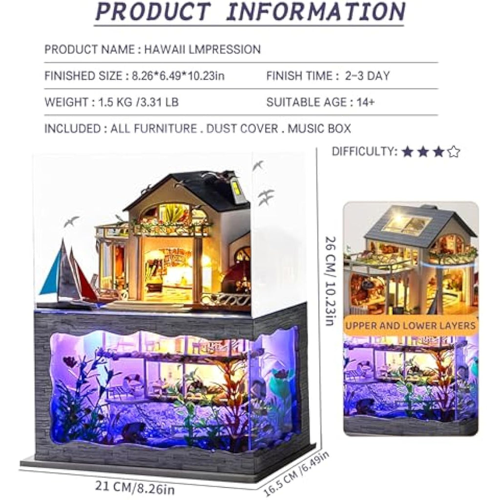 Spilay DIY Miniature House Kit: 1:24 Scale Wooden Dollhouse with Music Box