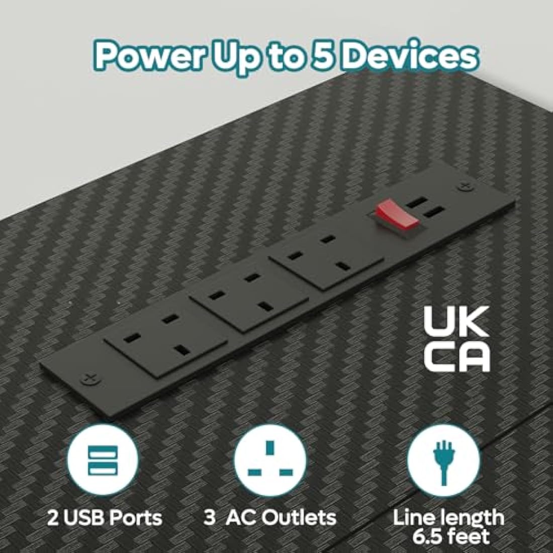 L-Shaped Gaming Desk – Carbon Fiber Workstation with LED & USB