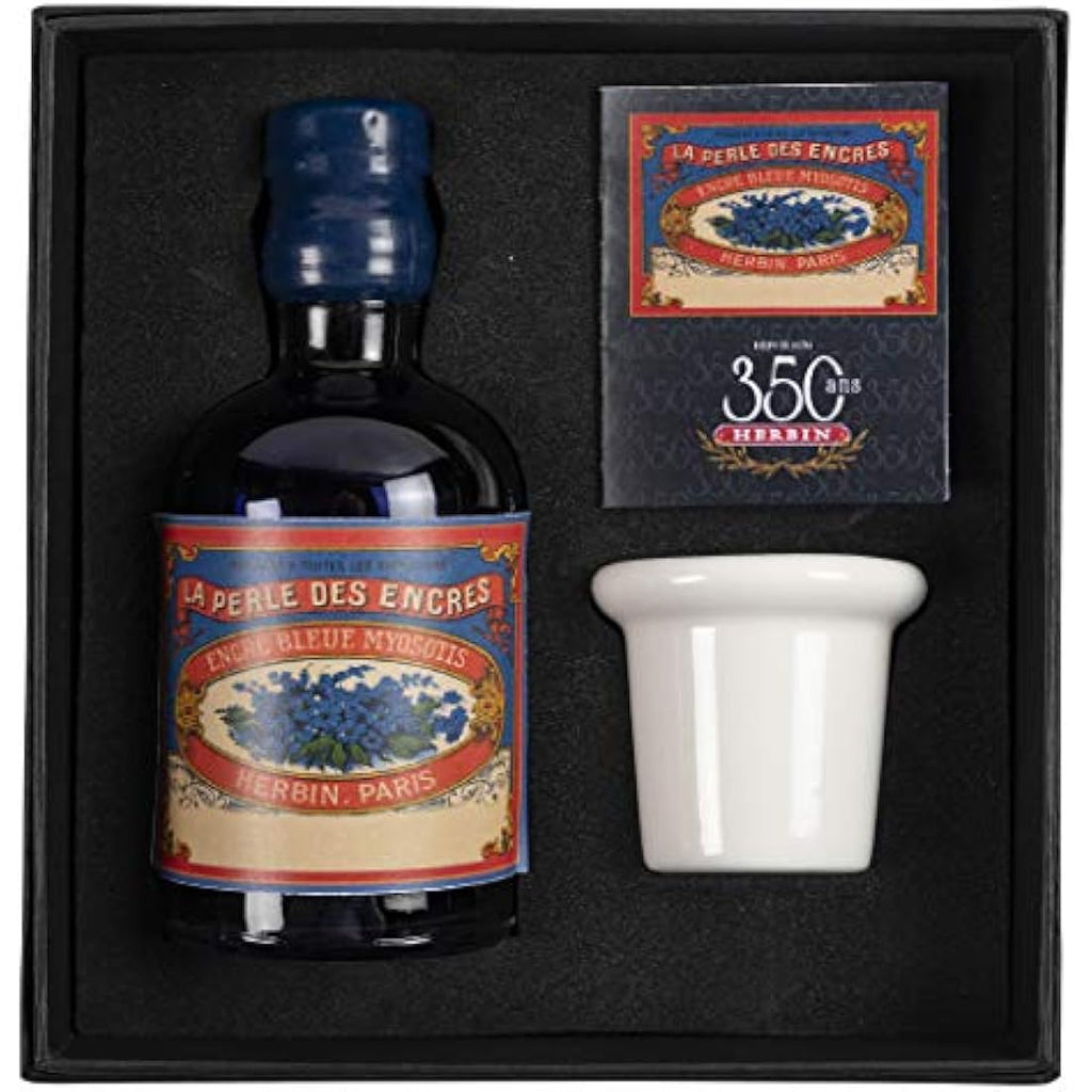 Jacques Herbin 350th Anniversary Ink – Bleu Myosotis with Inkwell
