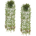 Veryhome 2-Pack Artificial Hanging Eucalyptus Plants in Pots – Green