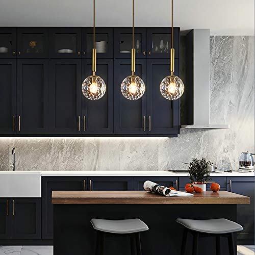 LFsem Modern Glass Globe Pendant Light – Transparent Water Ripple Chandelier