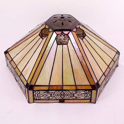 Werfactory Tiffany Table Lamp | 16" Yellow Stained Glass Mission Style