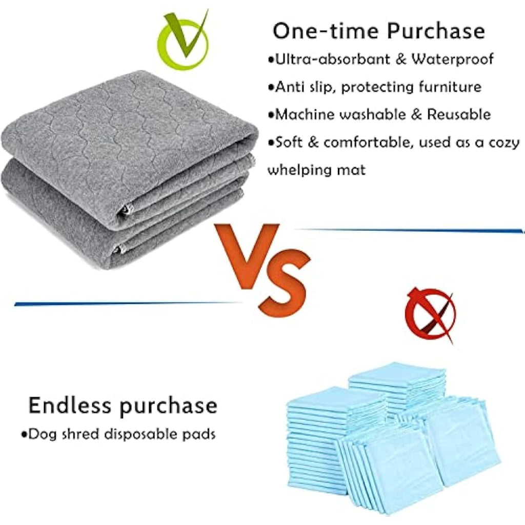 Washable Dog Pee Pads – 2 Pack Waterproof Reusable Pet Mats