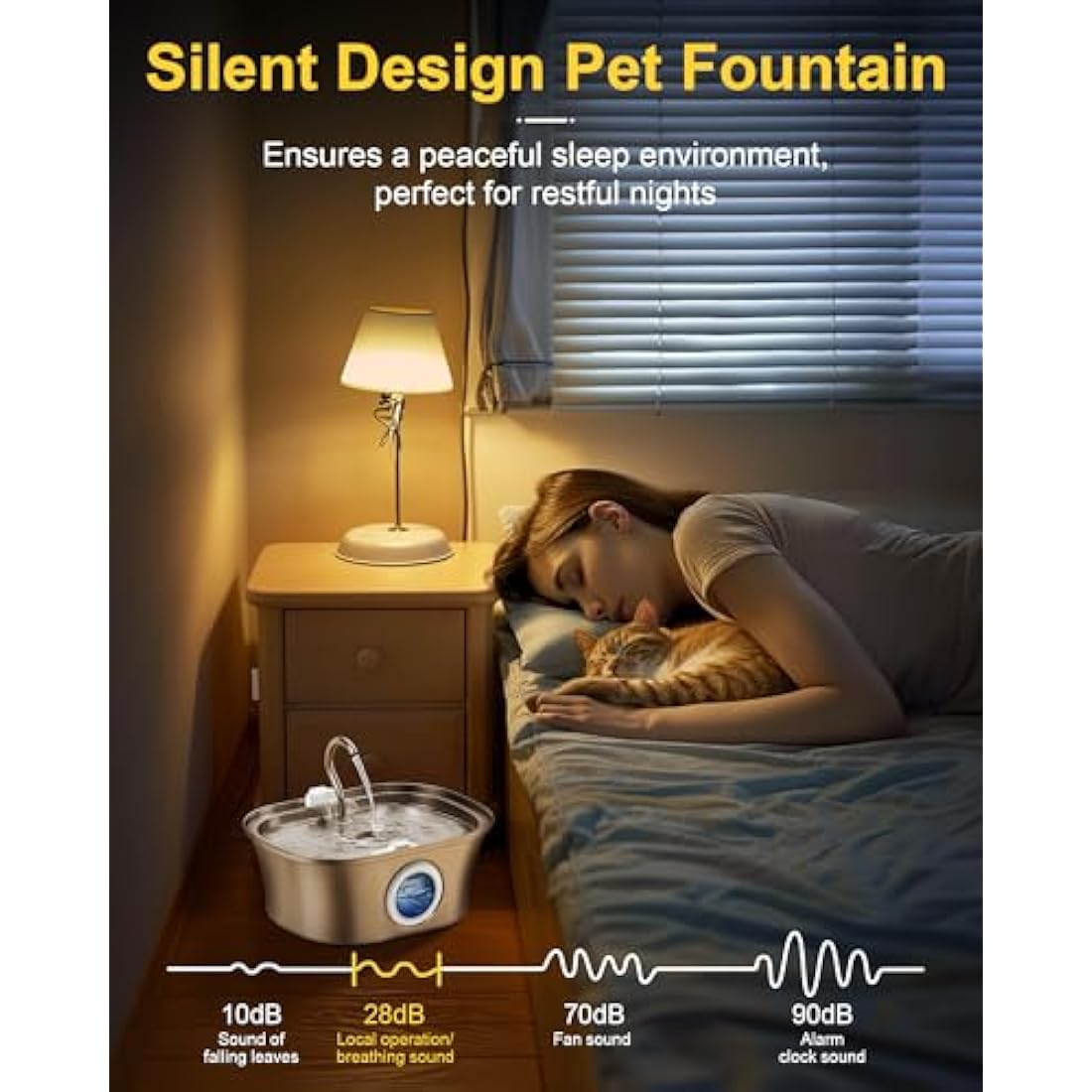 Jolof Store 3.2L Stainless Steel Cat Water Fountain – Ultra-Quiet Pet Bowl
