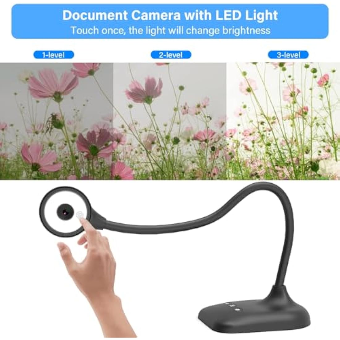 Kitchbai USB Document Camera – HD Visualiser with Auto Focus & LED Light