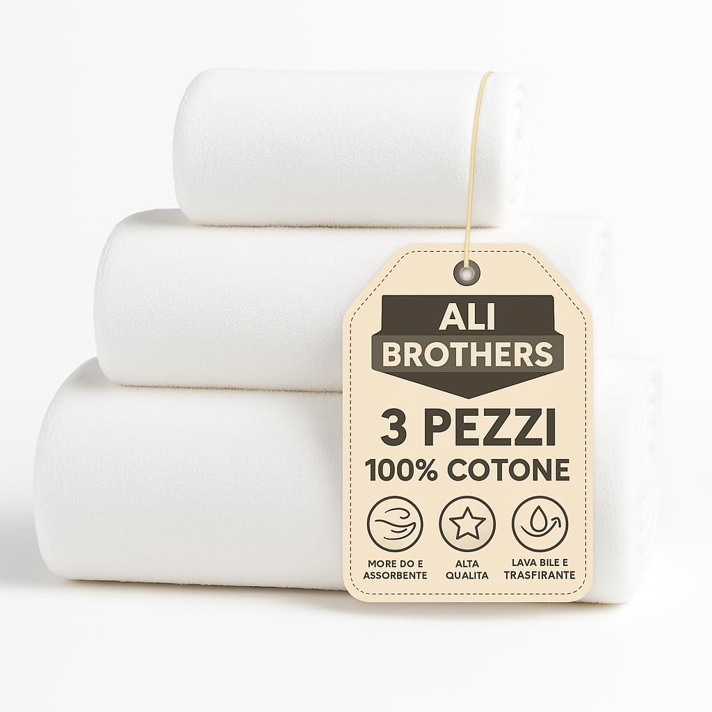 Ali Brothers 3-Piece White Terry Towel Set | 100% Cotton Bath Towels