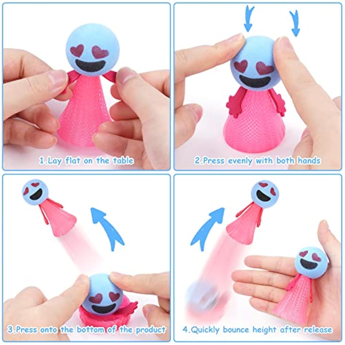 Ainiv 12PCS LED Emoji Bouncing Dolls – Light Up Jumping Elf Fidget Toys