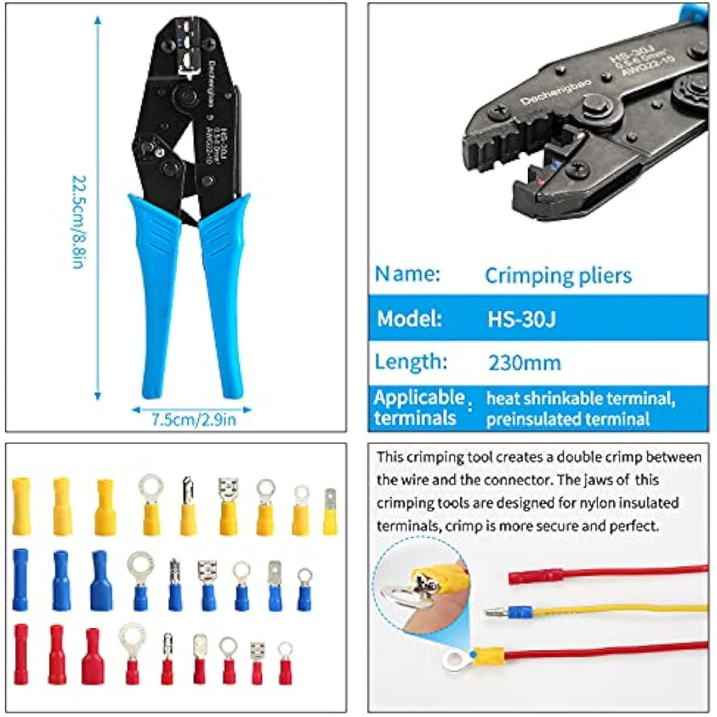 Ratchet Wire Crimping Tool Kit with 700 Connectors