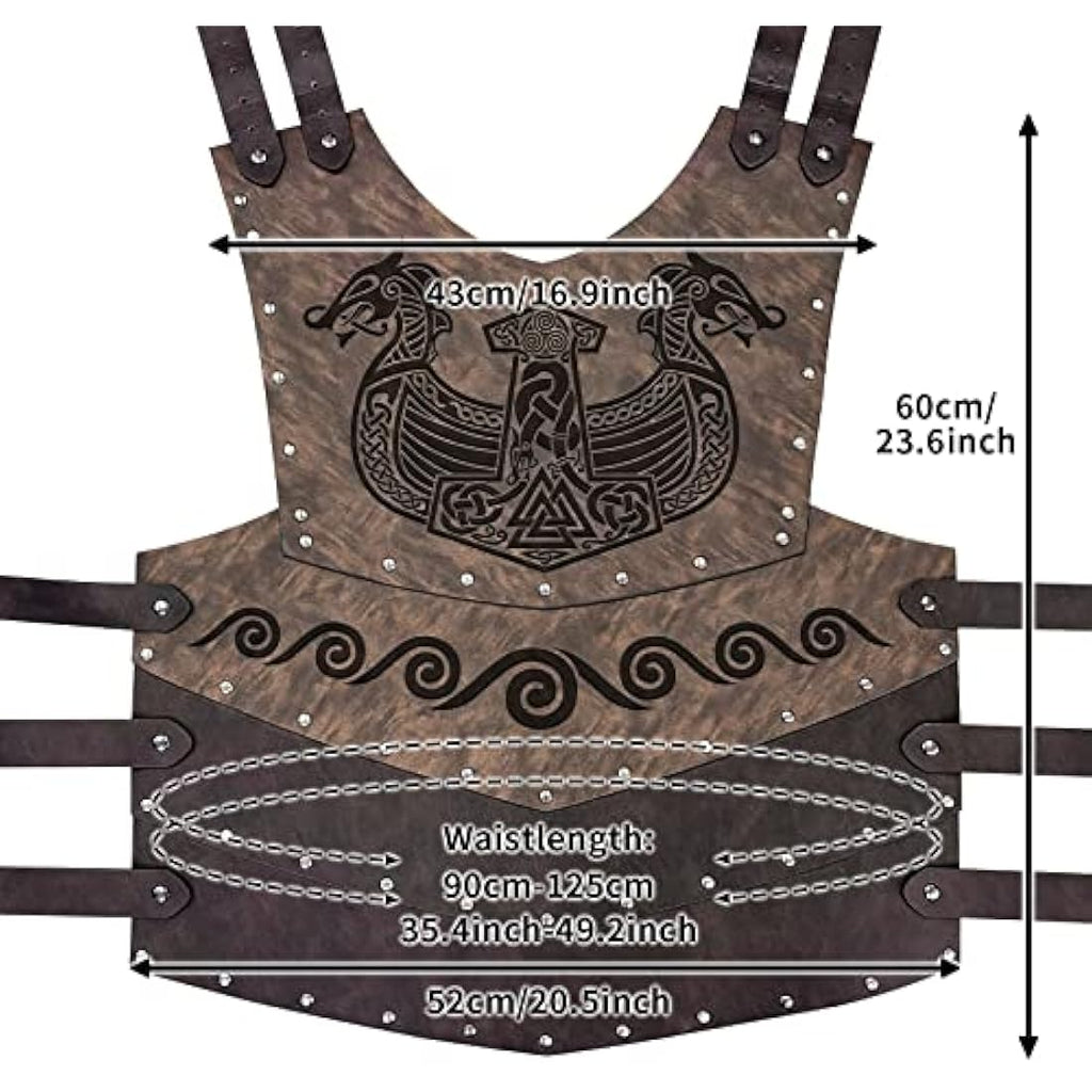 HiiFeuer Viking Chest Armor – Faux Leather Medieval Knight LARP Costume