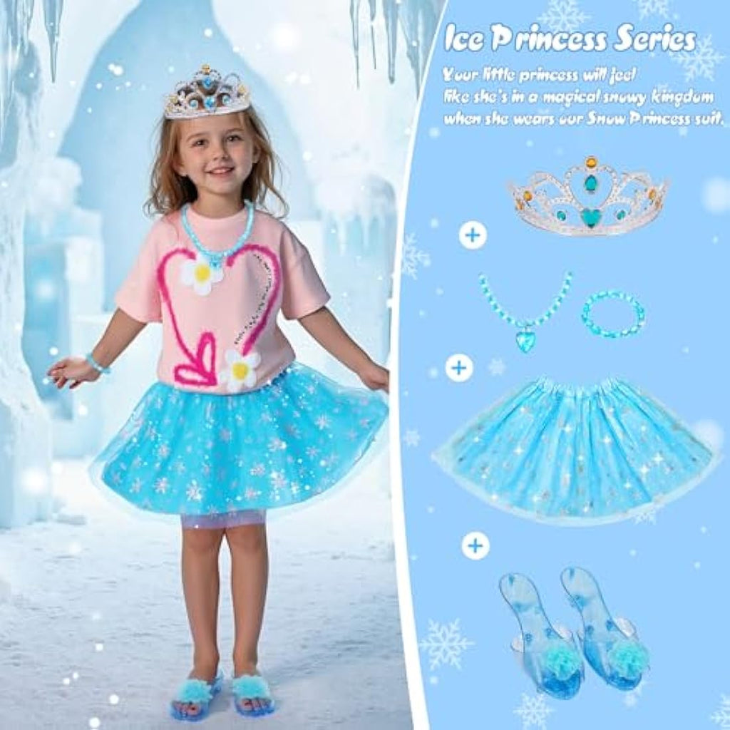 Jolof Store Princess Dress Up Set – 3 Pairs of Shoes, Skirts & Tiaras