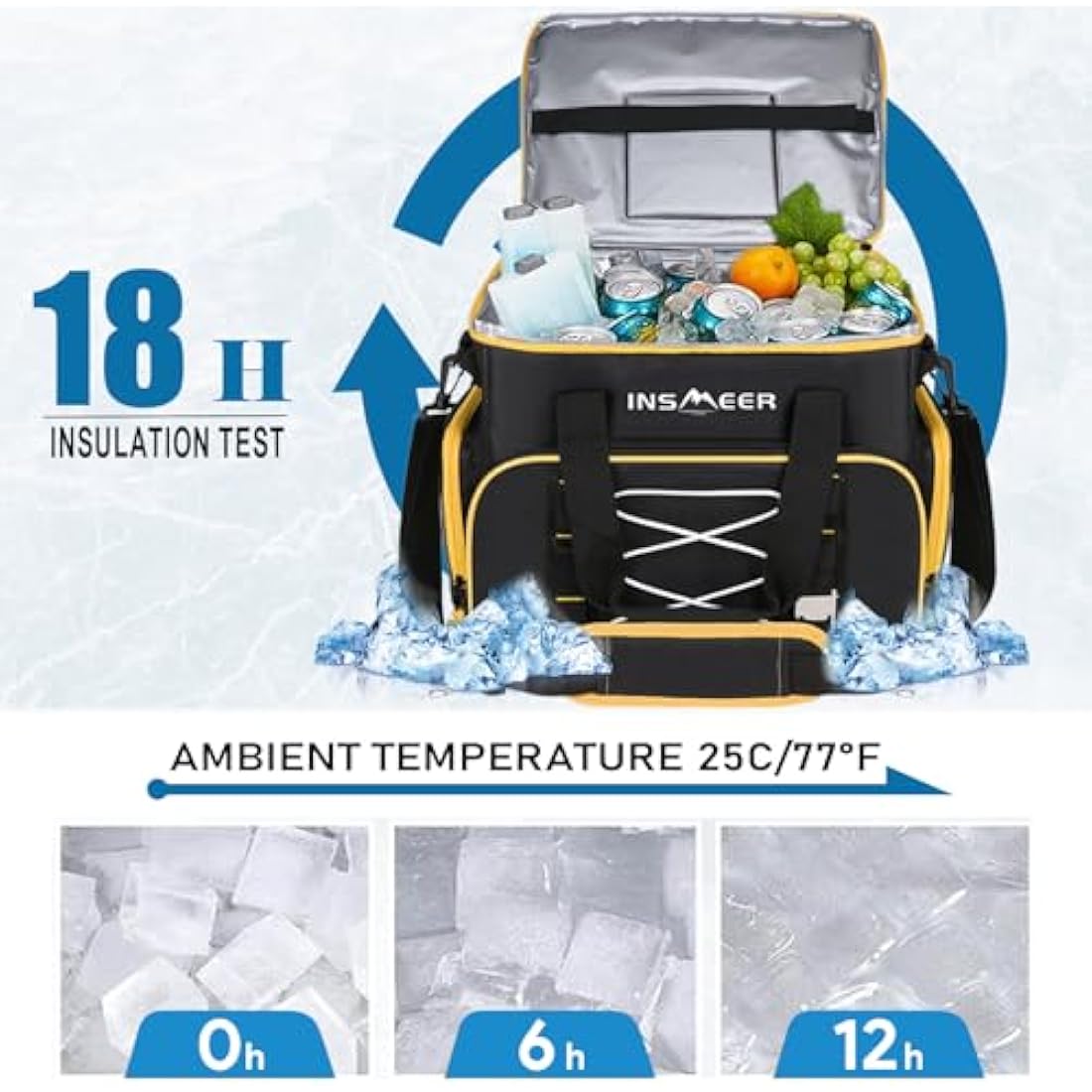 INSMEER 45L Large Insulated Cooler Bag – 55 Can Leak-Proof Foldable Bag
