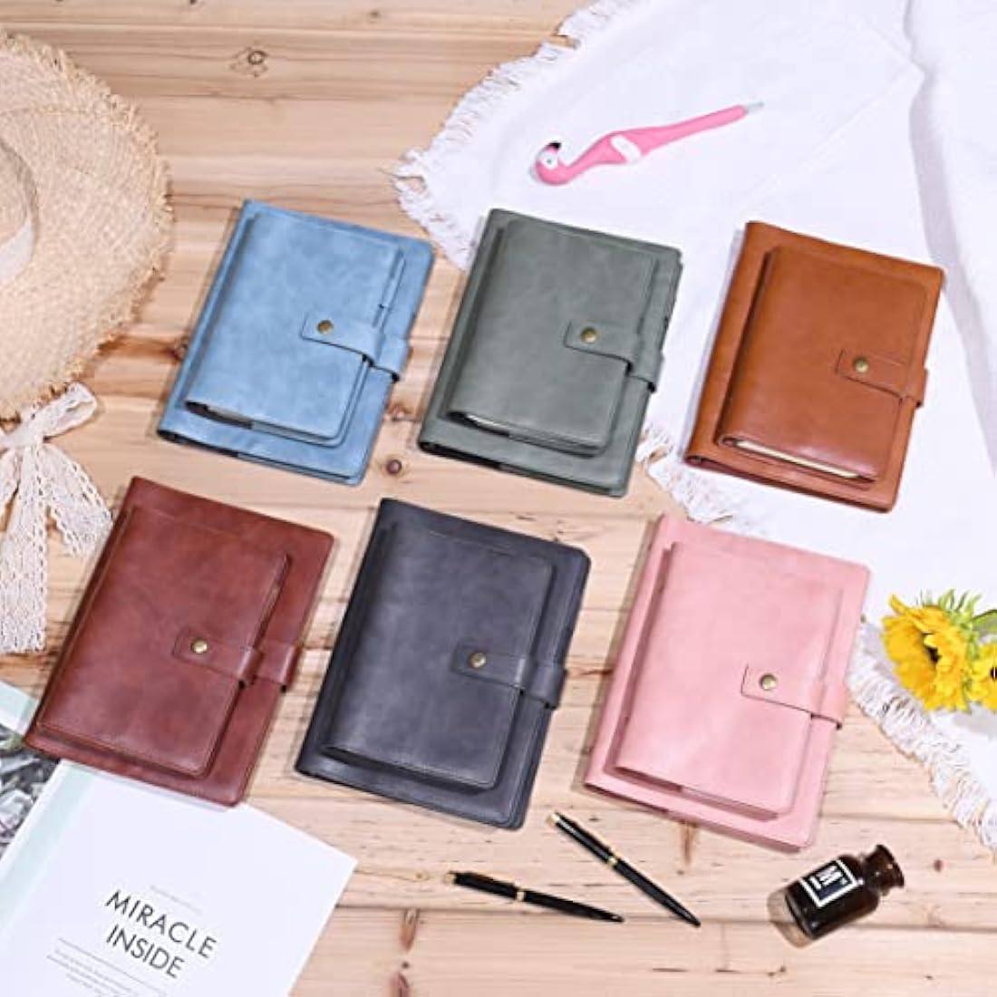 Jolof Store A6 Leather Refillable Notebook – Dot Grid Spiral Journal