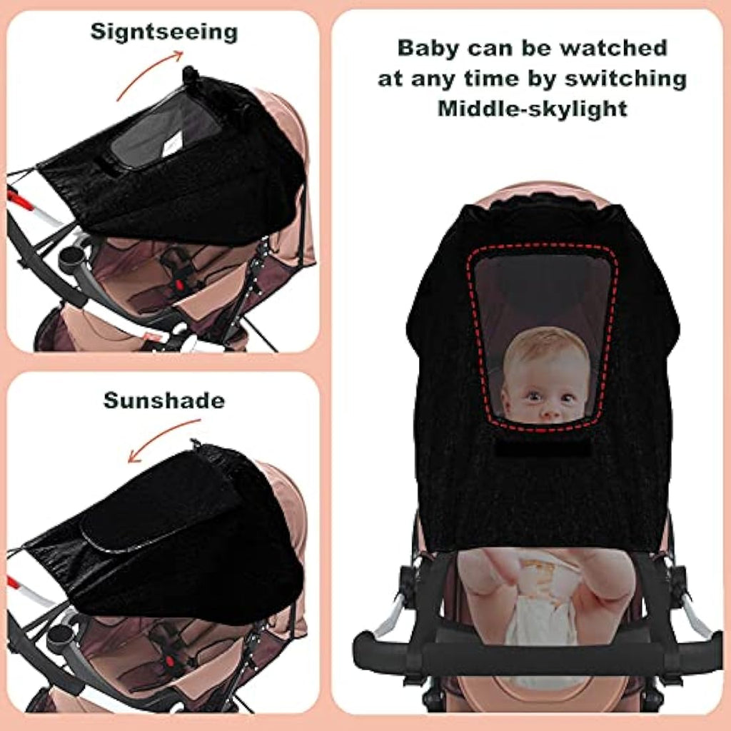 Universal Pram Sunshade – UV 50+ Stroller Cover, Black