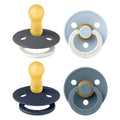 BIBS Colour Pacifiers – 4-Pack Natural Rubber Dummies, 6-18 Months
