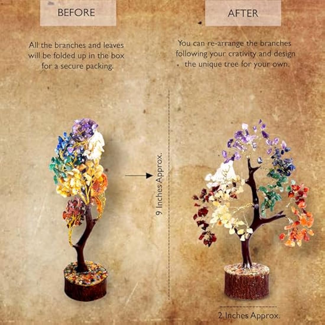 Wonder Care 7 Chakra Crystal Tree of Life – Feng Shui Gemstone Bonsai