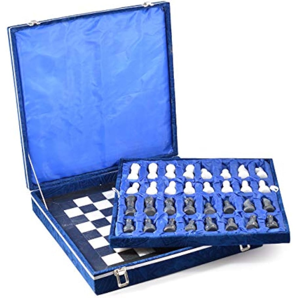 15" Himalayan Marble Chess Set – Handmade Black & White