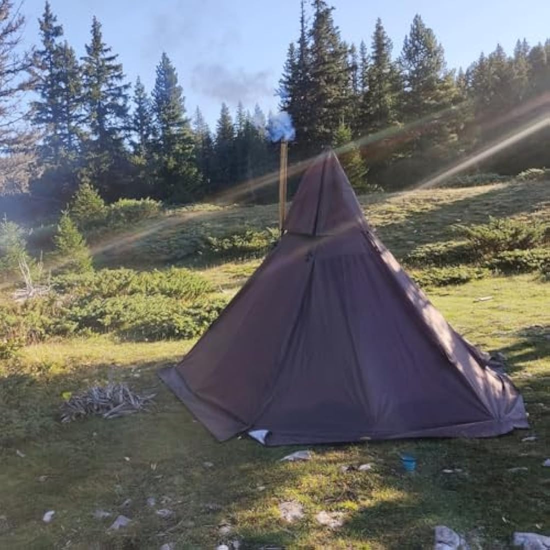 Jolof Store Waterproof Pyramid Teepee Tent with Stove Hole – 300D Oxford