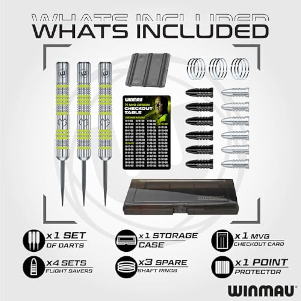 Winmau Michael Van Gerwen MvG 50-Piece Dart Set | Steel & Soft Tip