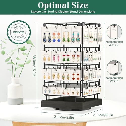 EsLuker.ly Rotating Earring Display Stand | 64 Hook Jewelry Rack