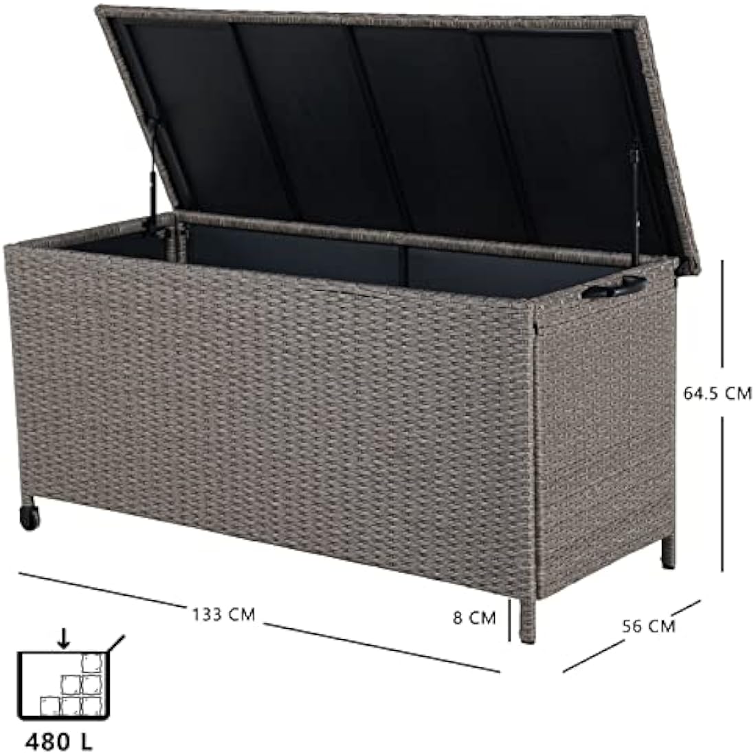 Grand Patio 480L Outdoor Deck Box – Weatherproof Resin Wicker Storage